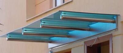 Inox Στέγαστρο Εισόδου με Μπλε Πολυκαρβονικό | Κατασκευή